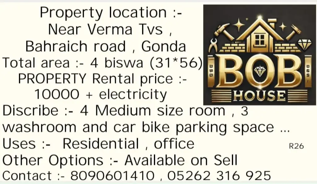 BoB HOUSE ON RENT R26 